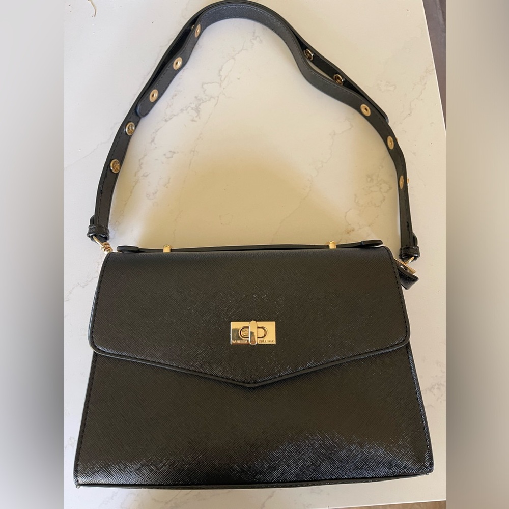 NEW Vanessa Willams black & Gold  convertible cross over Hand Bag Purse